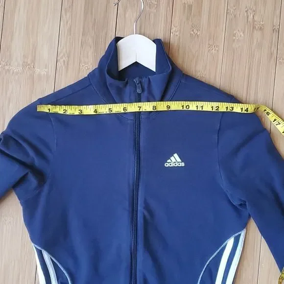 3️⃣💲2️⃣0️⃣ ADIDAS navy zip front athletic top sweat top XS - Picture 12 of 13